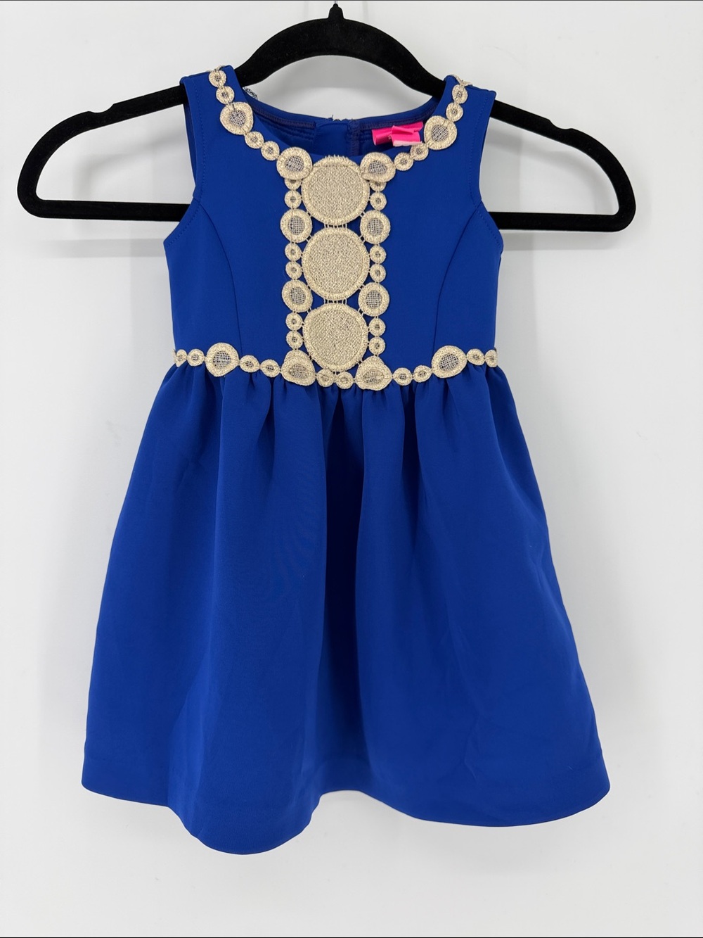 Lilly Pulitzer Girls XS 2-3T Blue Gold Embellished Party Dress